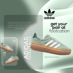 ADIDAS GAZELLE SILVER GREEN GUM