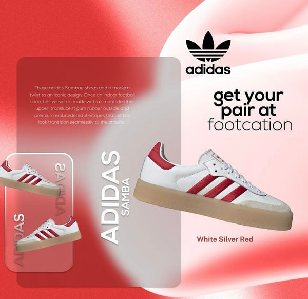 ADIDAS SAMBA WHITE SILVER RED