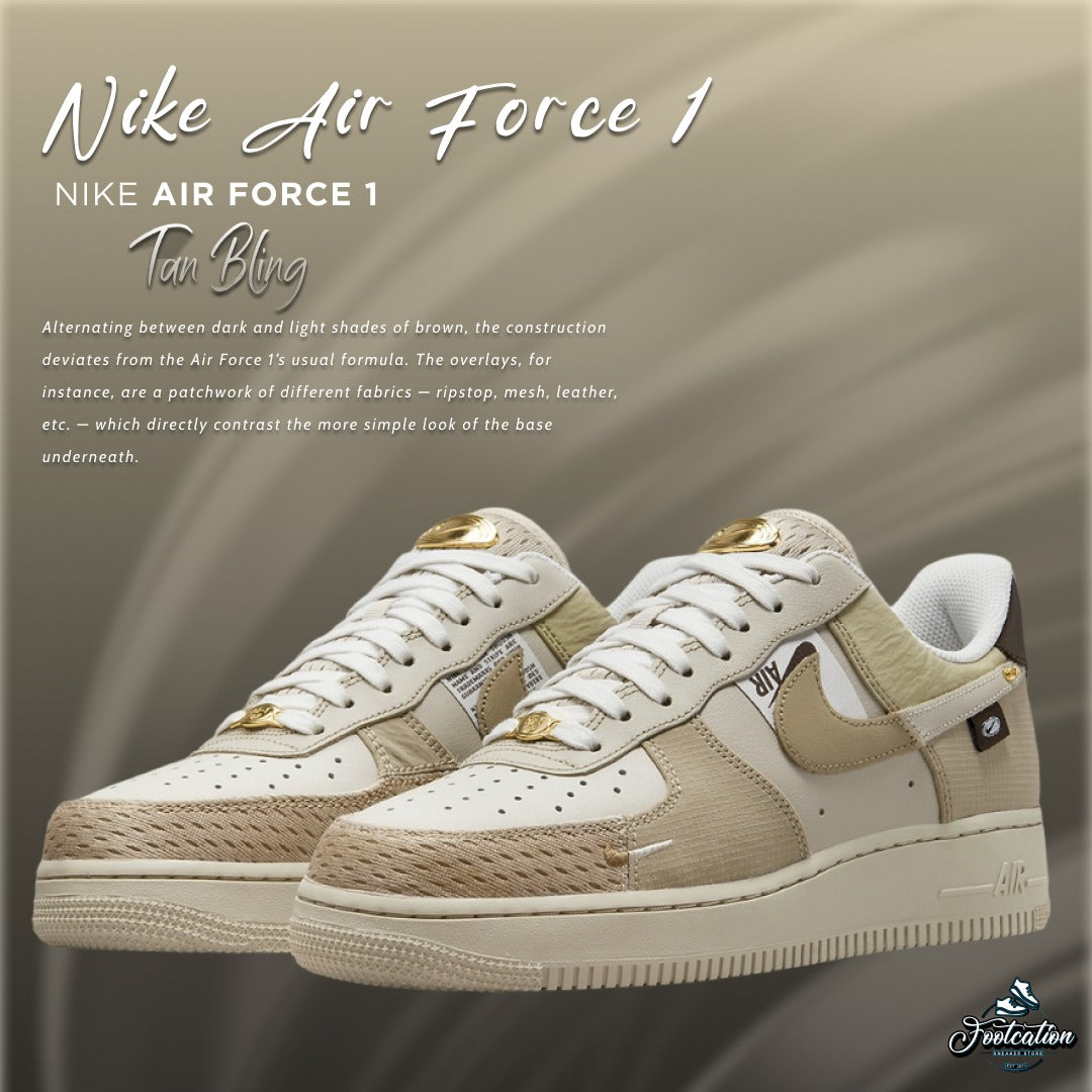 NIKE AIR FORCE 1 TAN BLING