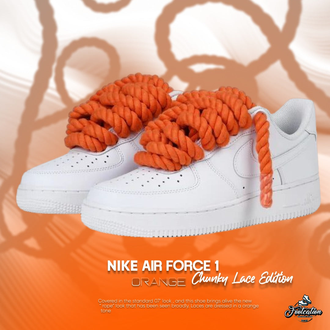 NIKE AIR FORCE 1 CHUNKY ROPE LACE ORANGE WHITE