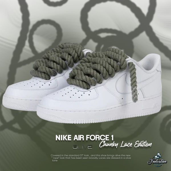 NIKE AIR FORCE 1 CHUNKY ROPE LACE GREEN WHITE