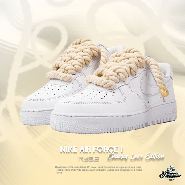 NIKE AIR FORCE 1 CHUNKY ROPE LACE NUDE WHITE