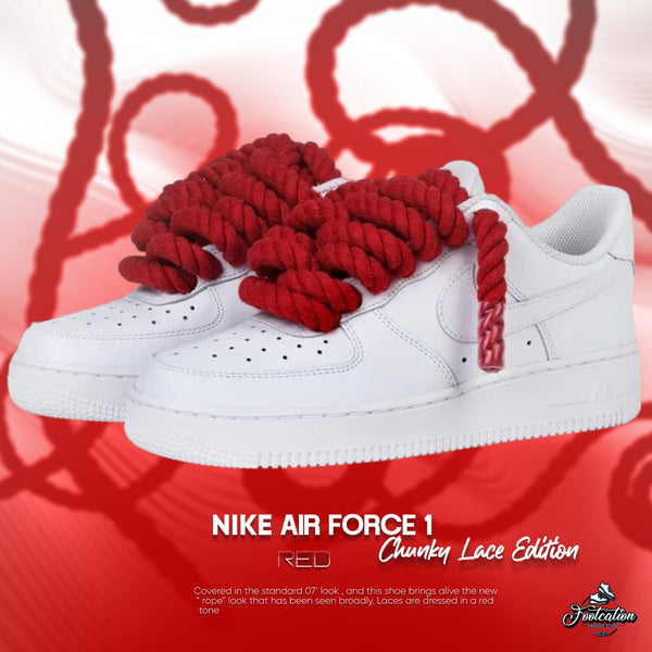 NIKE AIR FORCE 1 CHUNKY ROPE LACE RED WHITE