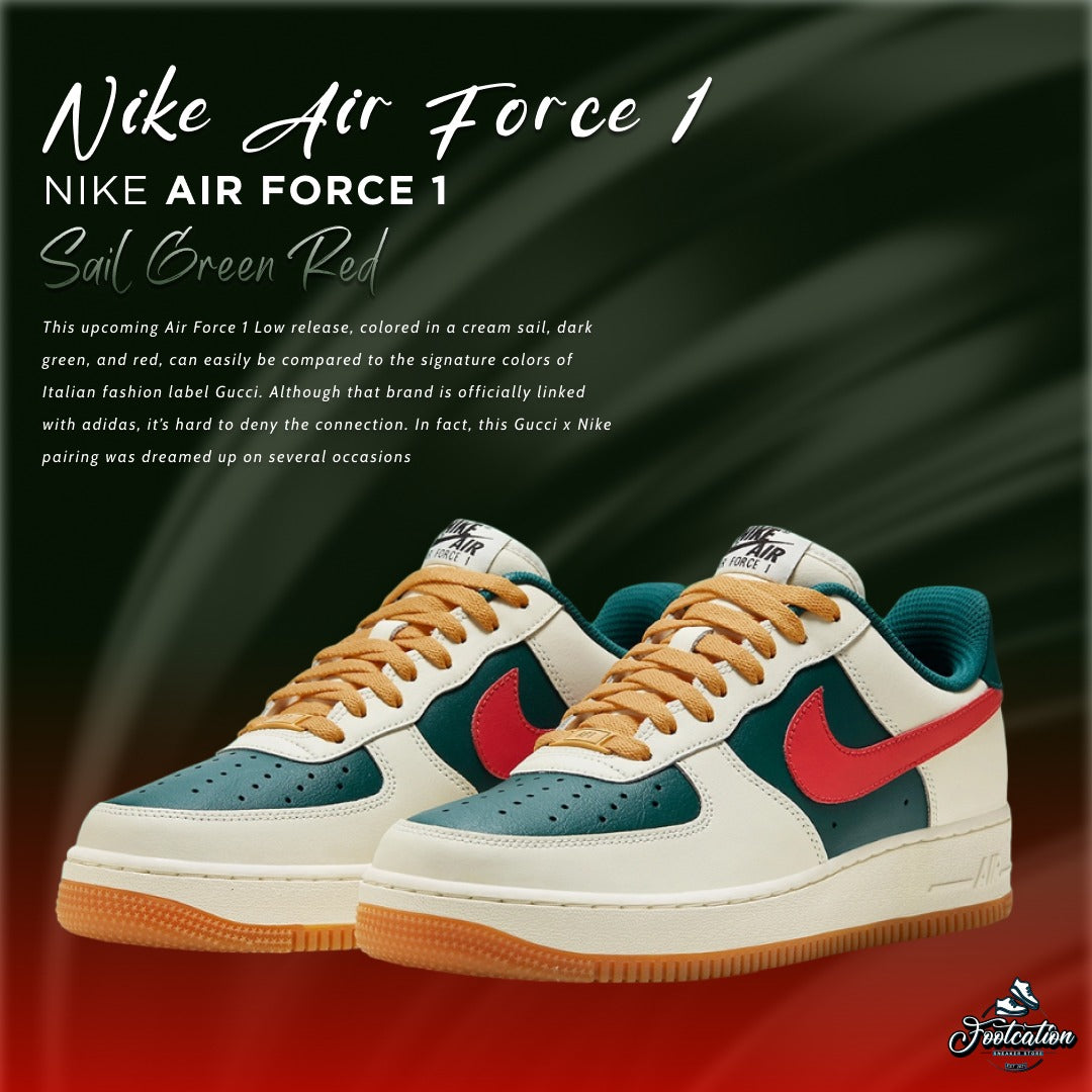 NIKE AIR FORCE 1 SAIL GREEN RED