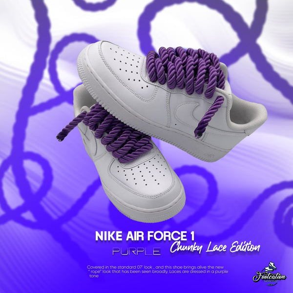 NIKE AIR FORCE 1 CHUNKY ROPE LACE PURPLE WHITE