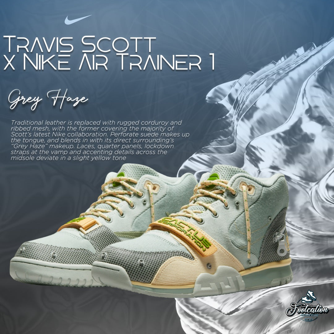 TRAVIS SCOTT X NIKE AIR TRAINER 1 GREY HAYE