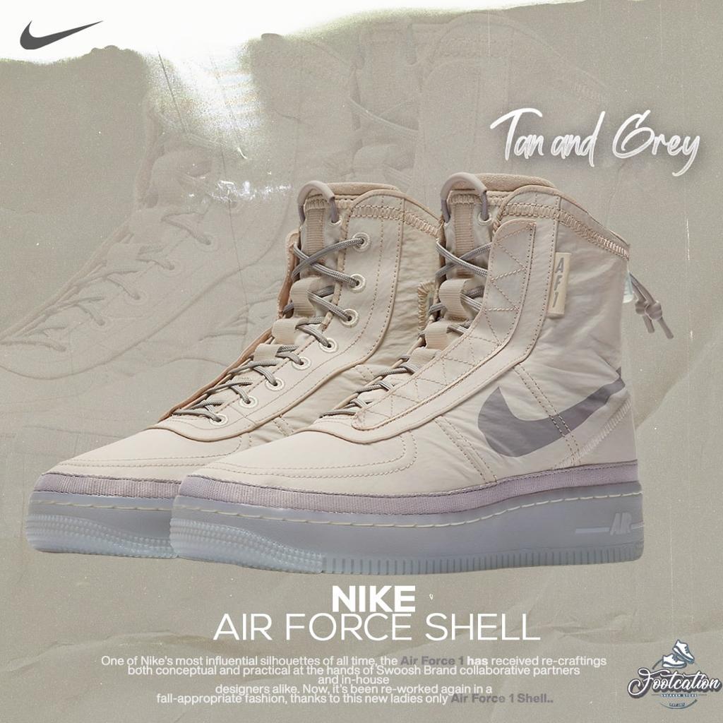 NIKE AIR FORCE SHELL TAN AND GREY