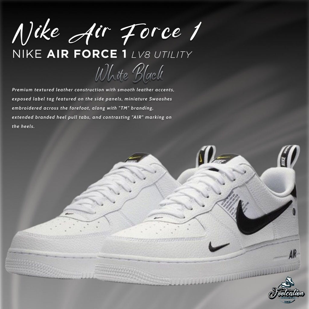 NIKE AIR FORCE 1 LV8 UTILITY WHITE BLACK – footcationn
