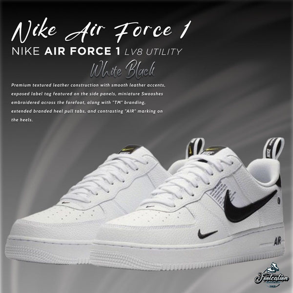 NIKE AIR FORCE 1 LV8 UTILITY WHITE BLACK