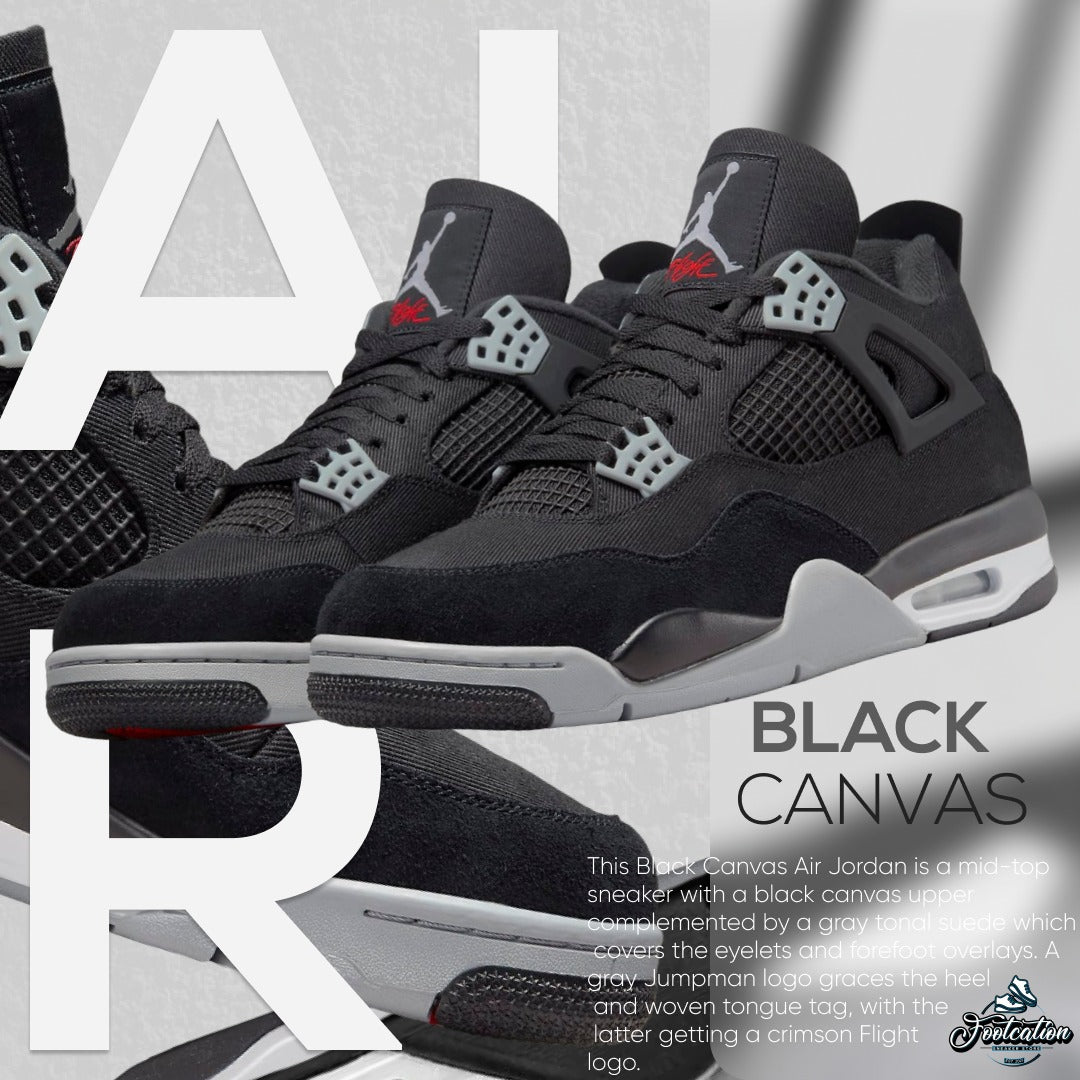 AIR JORDAN 4 BLACK CANVAS